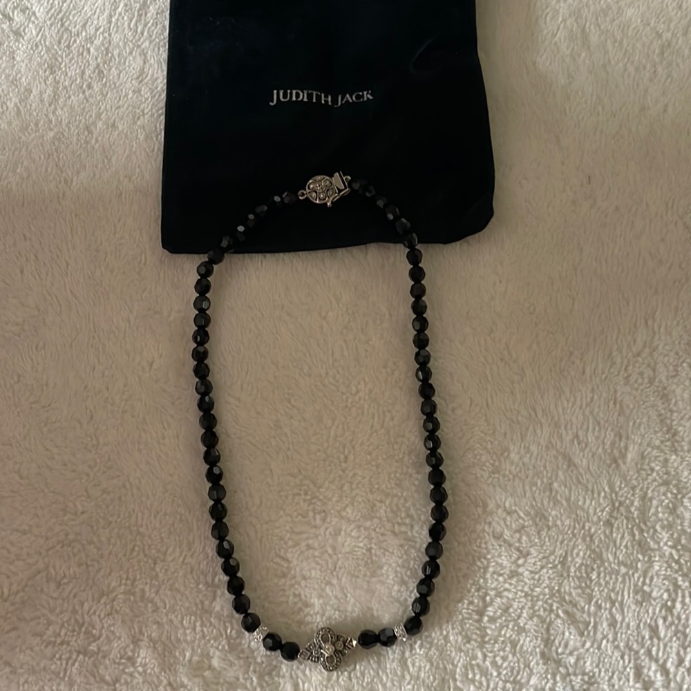 Vintage Judith Jack marcasite and onyx necklace